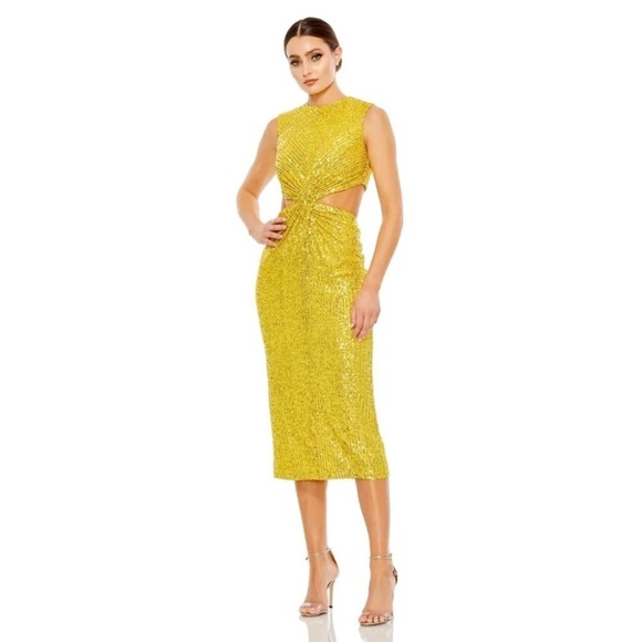 Mac Duggal Dresses & Skirts - NWT Ieena for Mac Duggal Sequin Front Twist Cut Out Sheath Dress - size 0